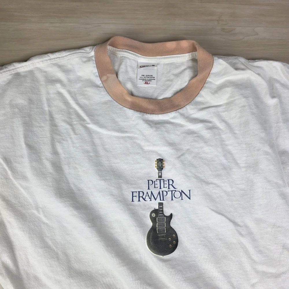 2003 Peter Frampton Now Ringer Shirt Concert Tour Rock Anvil Red‎ Bar Size XL
